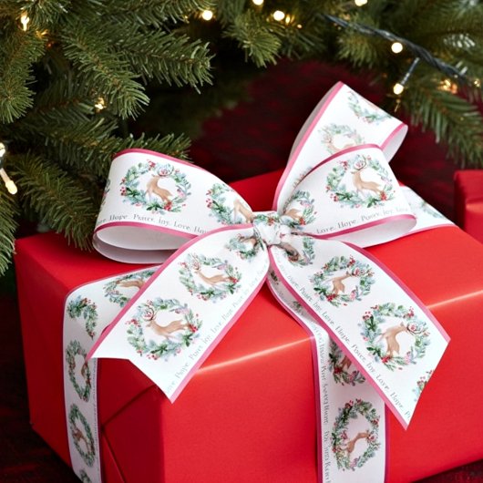 Weihnachtskranz mit Hirschgewohnheit Satinband