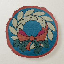 Weihnachtskranz mit Imitaten Rohseidengewebe Rundes Kissen