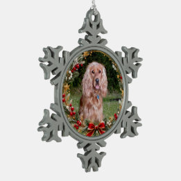 Weihnachtskranz mit individuellem Haustierfoto Schneeflocken Zinn-Ornament