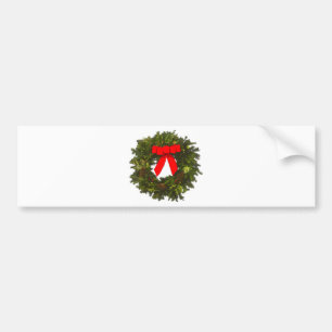 Weihnachtskranz mit Kiefernfüßen und Rotem Bogen Autoaufkleber