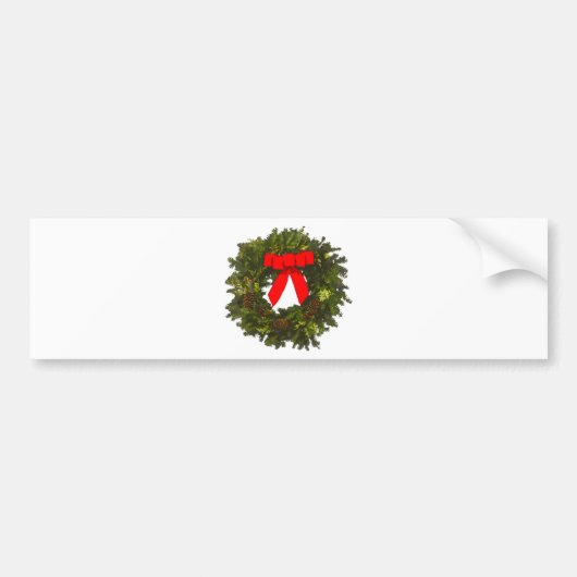Weihnachtskranz mit Kiefernfüßen und Rotem Bogen Autoaufkleber (Vorne)