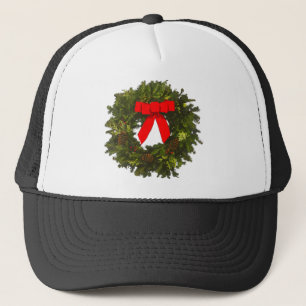 Weihnachtskranz mit Kiefernfüßen und Rotem Bogen Truckerkappe