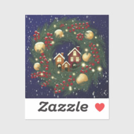 Weihnachtskranz mit Kiefernzweigen Aufkleber