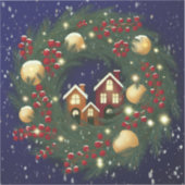 Weihnachtskranz mit Kiefernzweigen Aufkleber (Vorderseite)