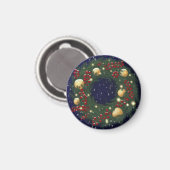 Weihnachtskranz mit Kiefernzweigen Magnet (Vorderseite/Rückseite)