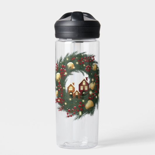 Weihnachtskranz mit Kiefernzweigen Trinkflasche (Vorderseite)