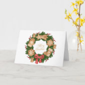 Weihnachtskranz mit Lebkuchen, Beeren Karte (Gelbe Blume)