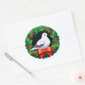 Weihnachtskranz mit leuchtendem Vogel Runder Aufkleber (Umschlag)