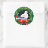 Weihnachtskranz mit leuchtendem Vogel Runder Aufkleber (Tasche)