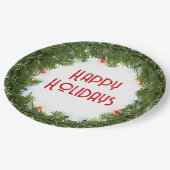 Weihnachtskranz mit Lichtern Pappteller (Schrägansicht)