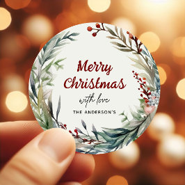 Weihnachtskranz mit Liebe aus Runder Aufkleber