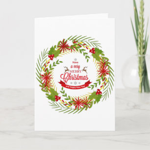 Weihnachtskranz mit Mistletoe Feiertagskarte