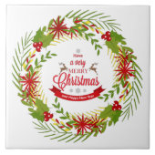 Weihnachtskranz mit Mistletoe Fliese (Vorderseite)