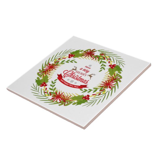 Weihnachtskranz mit Mistletoe Fliese (Seite)