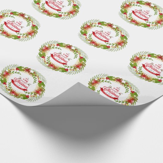 Weihnachtskranz mit Mistletoe Geschenkpapier (Ecke)