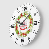 Weihnachtskranz mit Mistletoe Große Wanduhr (Winkel)