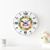 Weihnachtskranz mit Mistletoe Große Wanduhr (Zuhause)