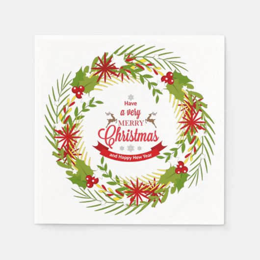 Weihnachtskranz mit Mistletoe Serviette (Vorderseite)