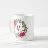 Weihnachtskranz mit Monogramm Kaffeetasse (Vorderseite Links)