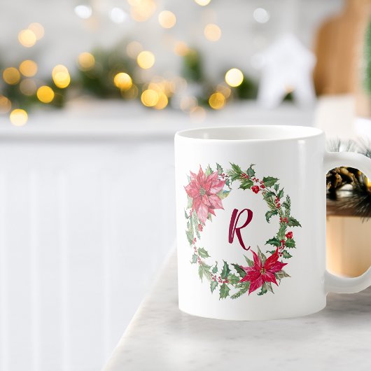 Weihnachtskranz mit Monogramm Kaffeetasse