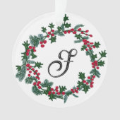 Weihnachtskranz mit personalisiertem Anfangskrieg Ornament (Vorderseite)