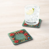 Weihnachtskranz mit Poinsettias Getränkeuntersetzer (Rechte Seite)