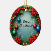 Weihnachtskranz mit Poinsettias Keramik Ornament (Rechts)