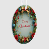 Weihnachtskranz mit Poinsettias Ornament (Vorderseite)