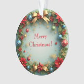 Weihnachtskranz mit Poinsettias Ornament (Vorderseite)