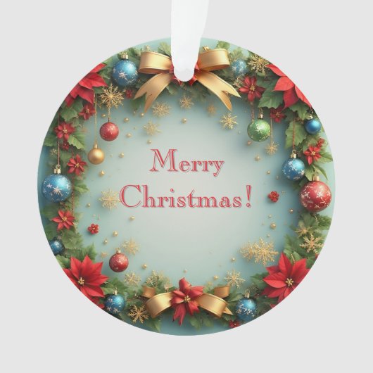 Weihnachtskranz mit Poinsettias Ornament (Vorderseite)