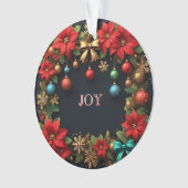 Weihnachtskranz mit Poinsettias Ornament (Vorderseite)