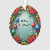 Weihnachtskranz mit Poinsettias Ornament (Vorderseite)