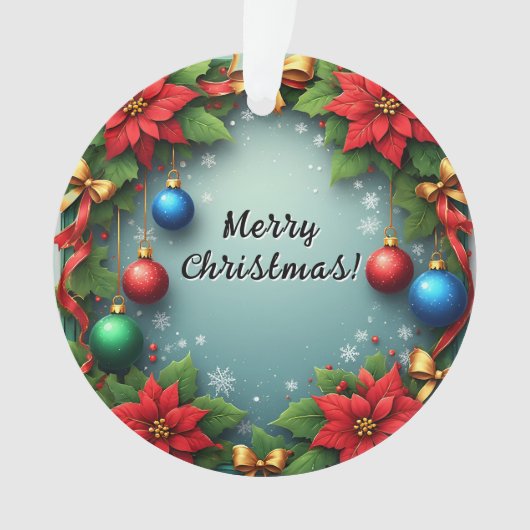 Weihnachtskranz mit Poinsettias Ornament (Vorderseite)