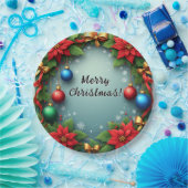 Weihnachtskranz mit Poinsettias Pappteller (Party)