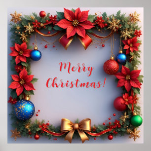 Weihnachtskranz mit Poinsettias Poster