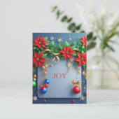 Weihnachtskranz mit Poinsettias Postkarte (Stehend Vorderseite)
