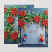 Weihnachtskranz mit Poinsettias Postkarte (Vorne/Hinten)