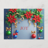 Weihnachtskranz mit Poinsettias Postkarte (Rückseite)