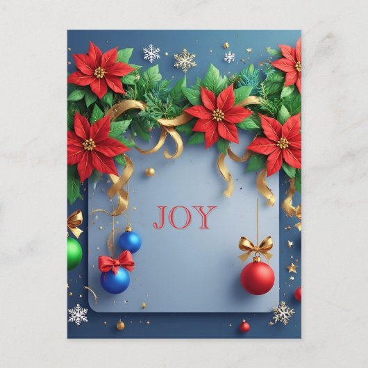 Weihnachtskranz mit Poinsettias Postkarte (Vorderseite)