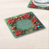 Weihnachtskranz mit Poinsettias Rechteckiger Pappuntersetzer (angewinkelt)