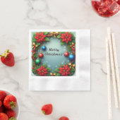 Weihnachtskranz mit Poinsettias Serviette (Beispiel)