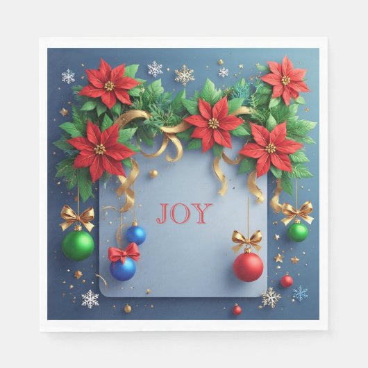 Weihnachtskranz mit Poinsettias Serviette (Vorderseite)