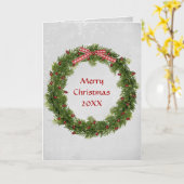 Weihnachtskranz mit Red Gingham Bow Karte (Gelbe Blume)