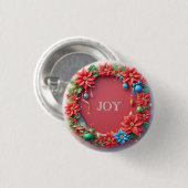 Weihnachtskranz mit Red Poinsettias Button (Vorne & Hinten)