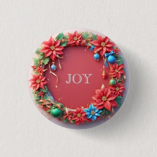 Weihnachtskranz mit Red Poinsettias Button (Vorderseite)