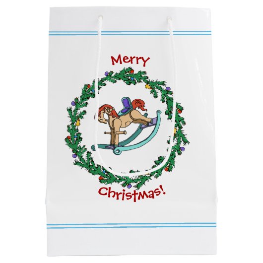 Weihnachtskranz mit Rockpferd Mittlere Geschenktüte (Rückseite)
