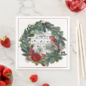 Weihnachtskranz mit Rose und Grosebeak Serviette (Beispiel)