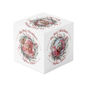 Weihnachtskranz mit Rotbeeren Foto Würfel (Rückseite Schrägansicht)