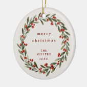 Weihnachtskranz mit rotem Bogen Keramik Ornament (Links)