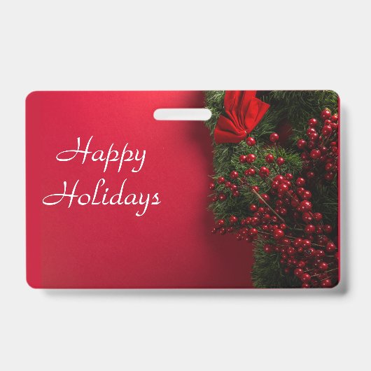 Weihnachtskranz mit roten Beeren Ausweis (Vorderseite)
